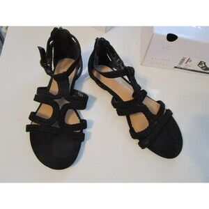Lauren Conrad Shoes Womens Size 9 Black Popsicle Sandal Adjustable Braided Flats